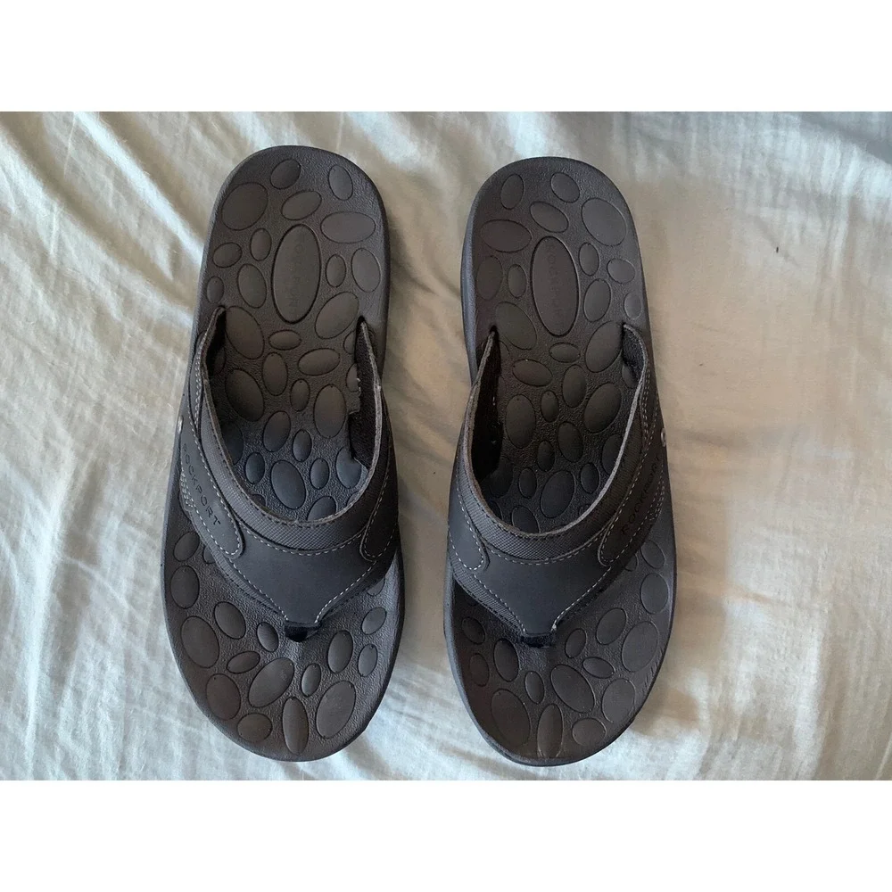 Rockport Men's Hayes Thong Sandals Black Size 8 NIB